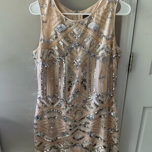 Vince Camuto Cream Sequin Mini Dress
